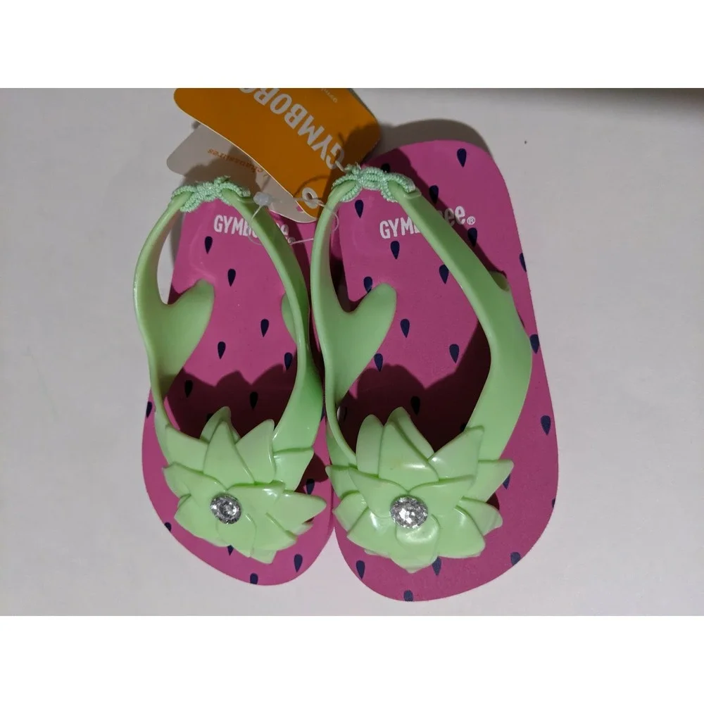 Gymboree Girls Size 5-6 Sandals Pink Green NEW